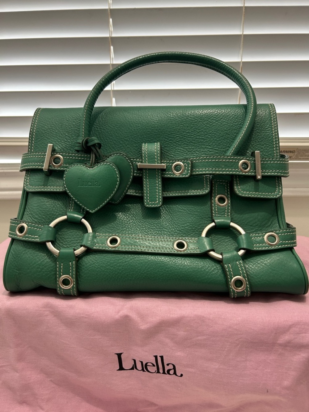 Luella Green Leather Satchel with Heart Charm
